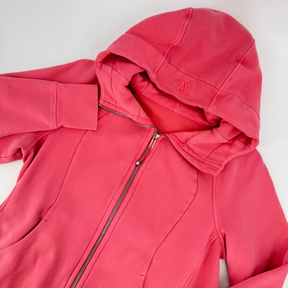 Lululemon Scuba Full Zip Hoodie Pink Size 12 Thumbholes Fleece Lined W5DSZS